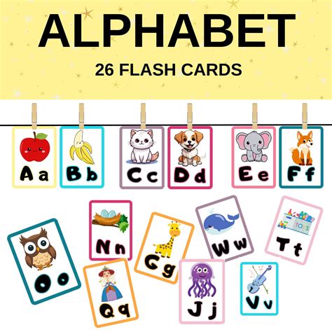 Cute Alphabet Flash Card For Kids Learning Educational Alphabet Flash