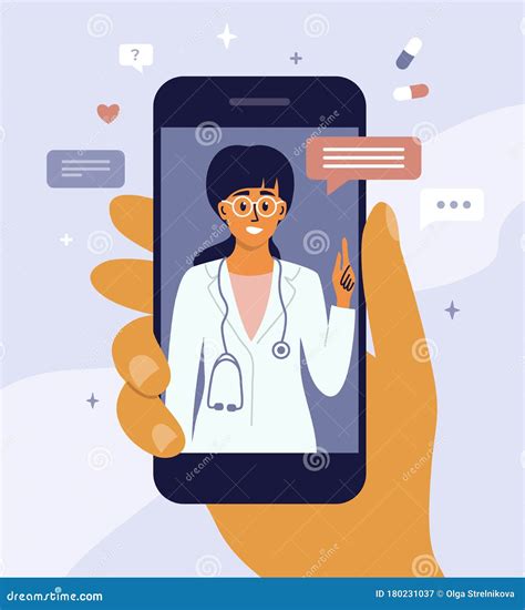 Virtual Doctor App Flat Illustration. Cartoon Vector | CartoonDealer