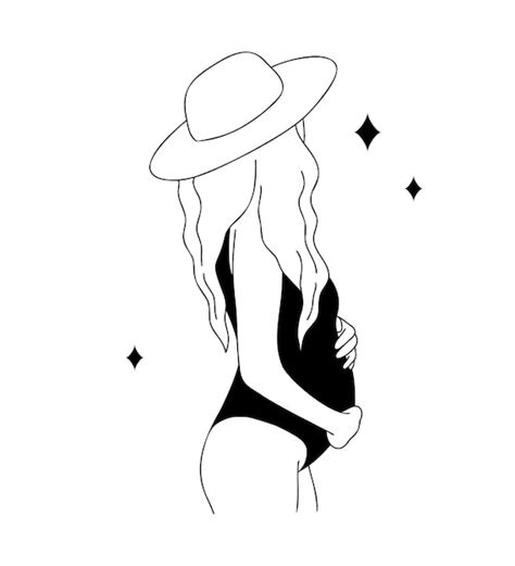 Premium Vector Linear Pregnant Woman Abstract Female Silhouette