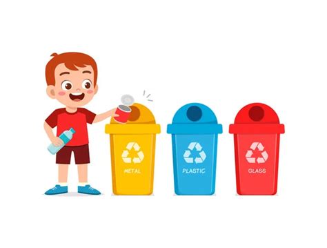 Niños reciclando plastico Imágenes Vectoriales Gráfico Vectorial de