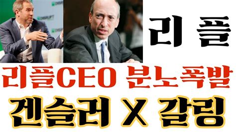 리플 코인 리플ceo 분노폭발했다 긴급속보 리플ipo 포기한다고 겐슬러x갈링하우스 리플목표가 리플호재 리플