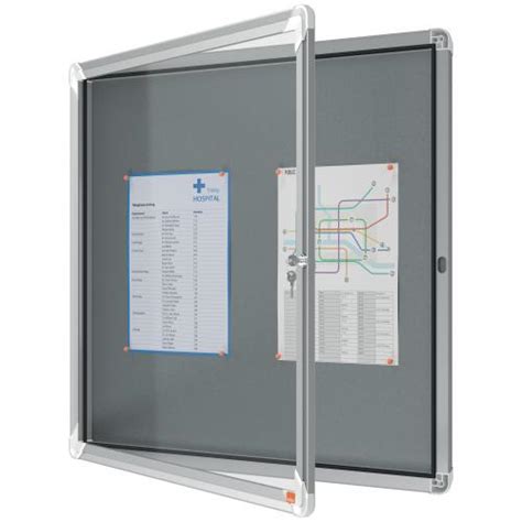 Nobo Premium Plus Felt Lockable Acco Glazed Notice Boards