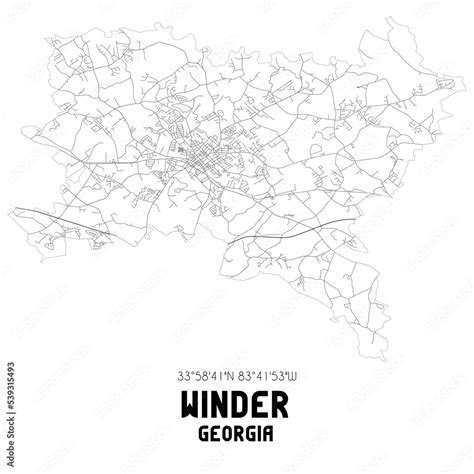 Winder Georgia. US street map with black and white lines. Stock ...