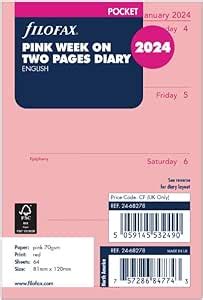 Filofax Pocket Week On Two Pages English 2024 Diary Pink Amazon Co