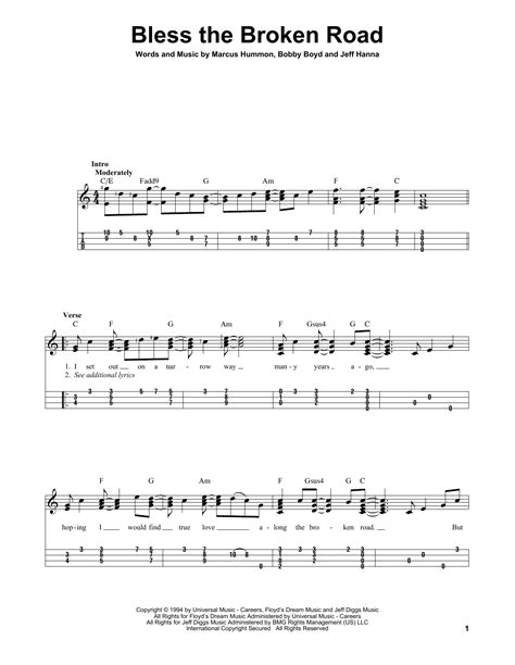 Bless The Broken Road Sheet Music Rascal Flatts Easy Ukulele Tab