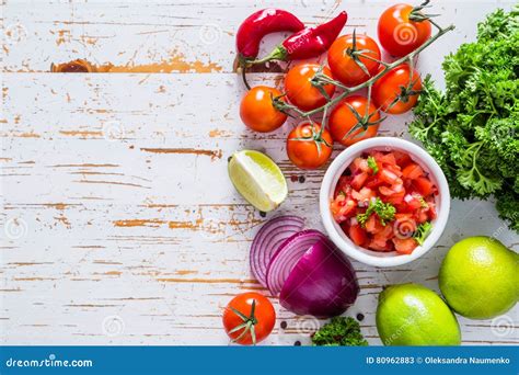 Salsa Sauce and Ingredients Stock Image - Image of closeup, delicious ...