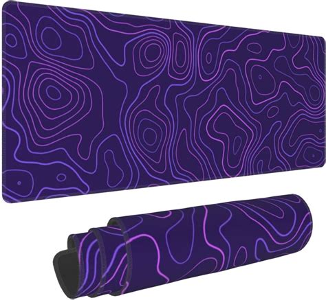 Purple Topographic Gaming Mouse Pad Large Desk Mat With