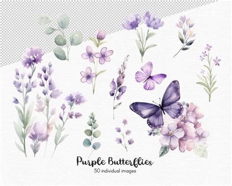 Purple Butterfly Flower Clip Art