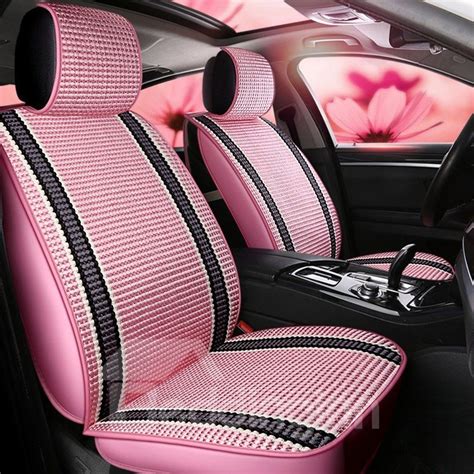 Stripe Pattern Ice Silk Fashion Style Universal Fit Seat Covers Stripes Pattern Style Seat