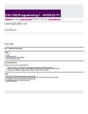 Learning Guide Unit 7 Overview Pdf CS 1102 Programming 1 AY2022 T1