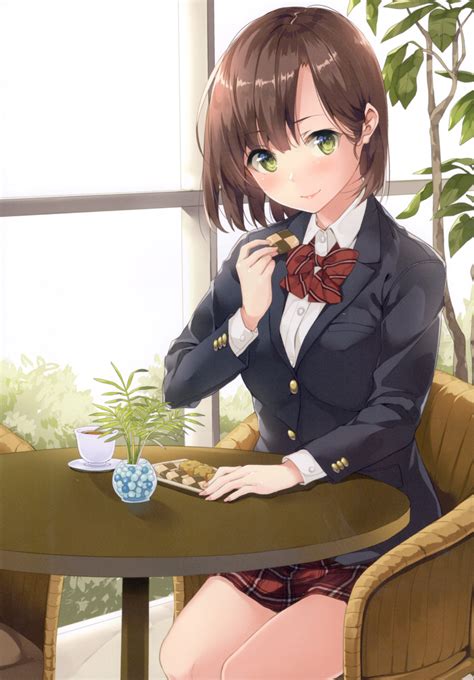 Safebooru 1girl Absurdres Bangs Blazer Blush Bow Breasts Brown Hair