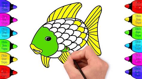 Colorful Rainbow Fish Drawing for Kids