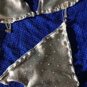 Rhinestones Metallic Bikini Stripper Outfits Exotic Dancewear Etsy