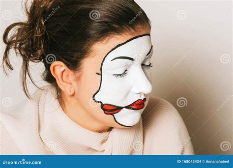 Woman Actress with Double Face Makeup Stock Photo - Image of model ...