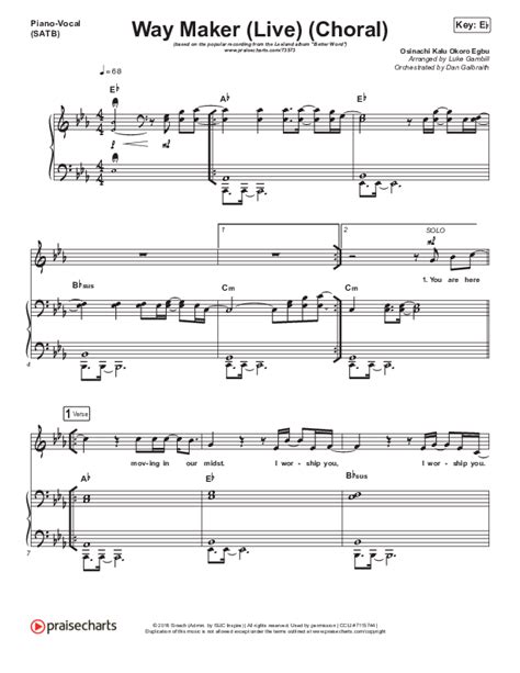 Way Maker Choral Anthem SATB Sheet Music PDF Leeland Arr Luke