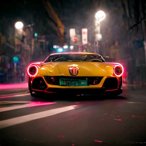 Prompthunt Italian Sports Car Driving Fast At Night Driving Through A