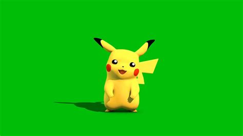 Pokemon Go Pikachu Facial Expressions Front Green Screen 3D Rendering ...