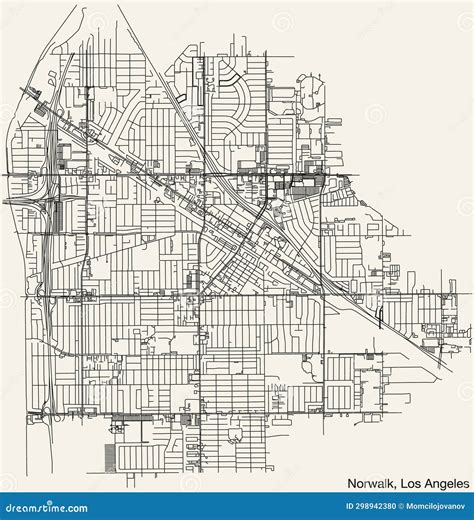 Street Roads Map Of The City Of Norwalk Los Angeles City Council Stock