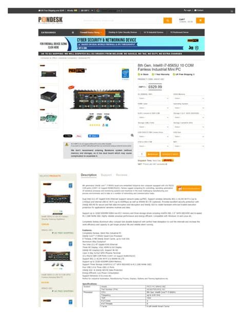 8th Gen. Intel® i7-8565U 10 COM Fanless Industrial Mini PC | PDF
