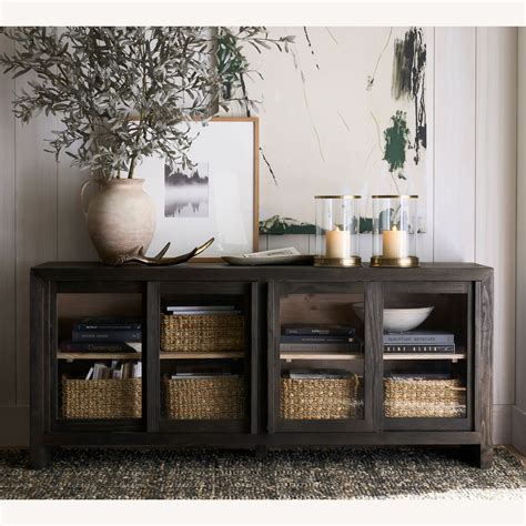 Pottery Barn Folsom Glass Media Console (73") - AptDeco