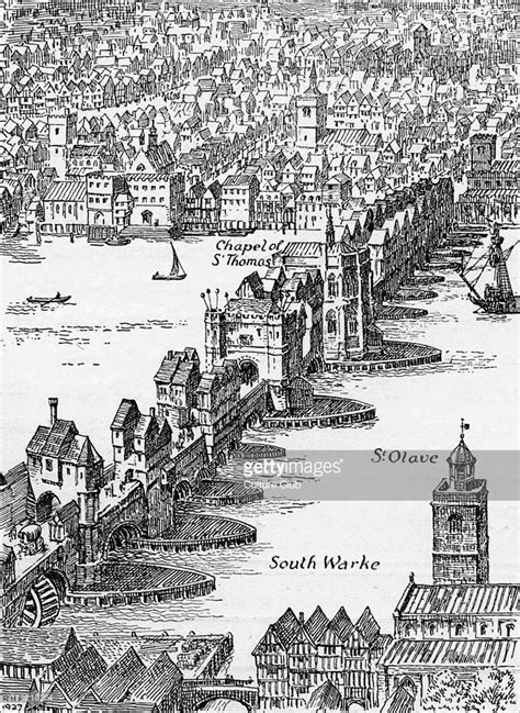 Old London Bridge - Elizabethan drawing. | Historical london, Old ...