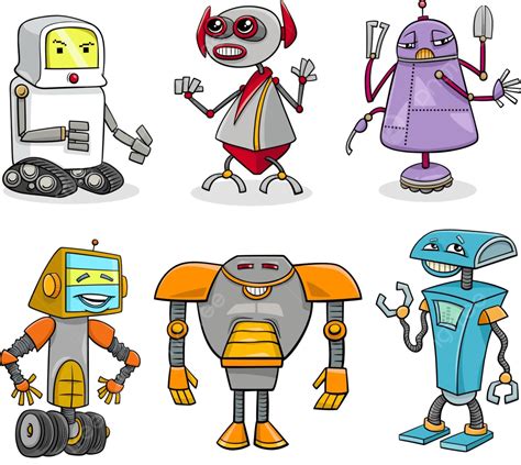 Robots Ilustración De Dibujos Animados Conjunto Imágenes Prediseñadas