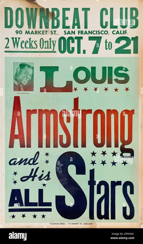 Satchmo Louis Armstrong And His All Stars 1950 S Downbeat Club San