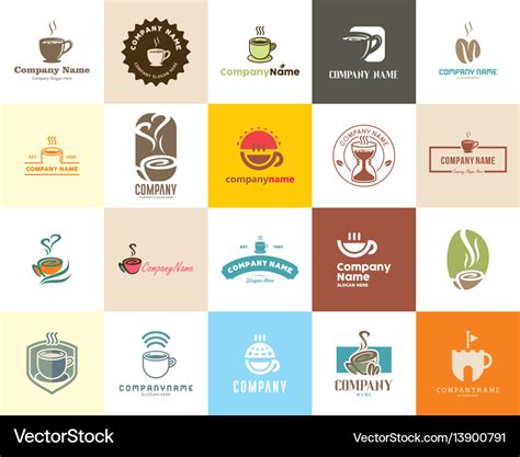 20 high quality coffee cafe tea shop logo pack Vector Image