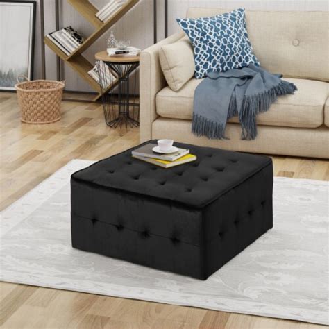 Justin Glam Tufted Velvet Ottoman Black, 1 unit - Kroger