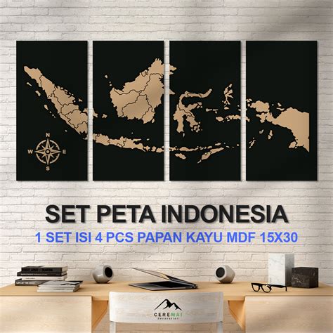 Jual CM DECOR POSTER KAYU PETA INDONESIA HIASAN DINDING DESAIN