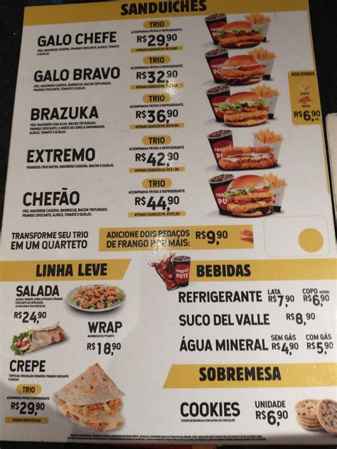 Menu Em Frango No Pote Restaurante Fortaleza R Benjamim Brasil