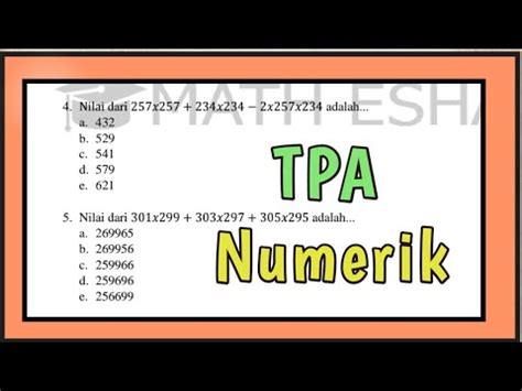 TES POTENSI AKADEMIK TRIK MENYELESAIKAN SOAL TPA NUMERIK DENGEN CEPAT