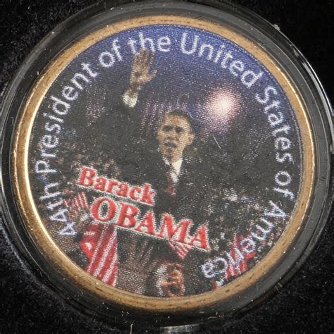 Two Commemorative Light Up Statue Of Liberty Commemorative Coins And A Colorized Barack Obama