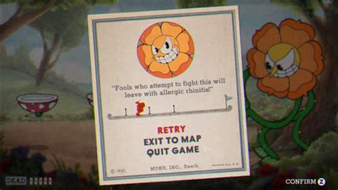 Cuphead Floral Fury Game Over Screen Version Better Quality Youtube