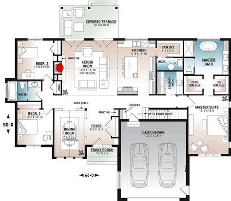 Split Bedroom New American House Plan With Car Garage Dr