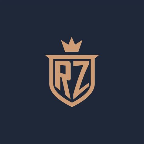 RZ Monogram Initial Logo With Shield And Crown Style 11648023 Vector