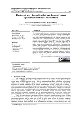 Hunting Strategy For Multi Robot Based On Wolf Swarm Algorithm And