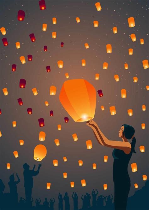 Taiwan Sky Lantern Festival 274319 Vector Art at Vecteezy