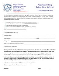 City Of Mission Texas Paperless Billing Option Sign Up Form Fill Out