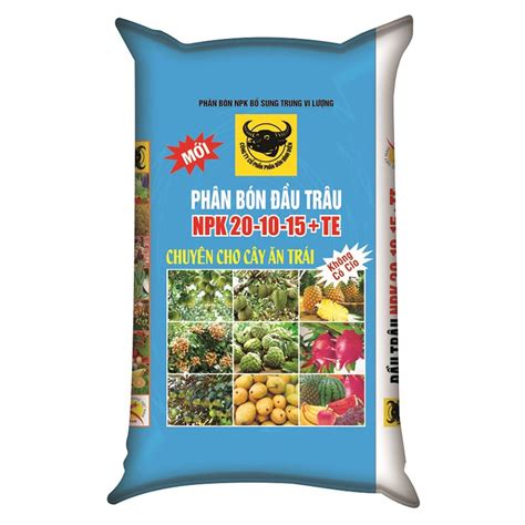 Phân bón NPK ĐẦU TRÂU 20 10 15 TE chuyên cho cây ăn trái bao 50 kg