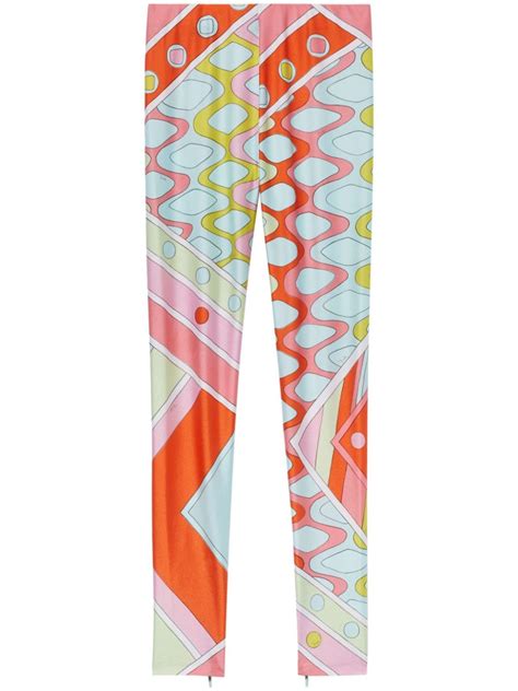 Emilio Pucci Blue Vivara Print Performance Leggings In Red Lyst