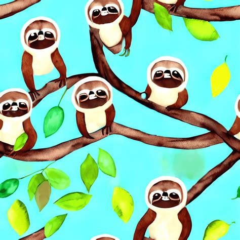 Cute Sloths Sleeping On A Tree Graphic · Creative Fabrica