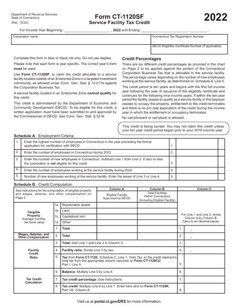 Form Ct 1120sf Download Printable Pdf Or Fill Online Service Facility Tax Credit 2022