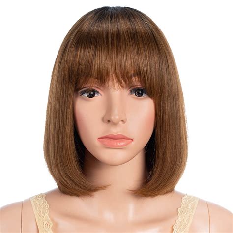 Amazon JOEDIR HAIR Short Bob Wig With Bangs Human Hair 10 Inch