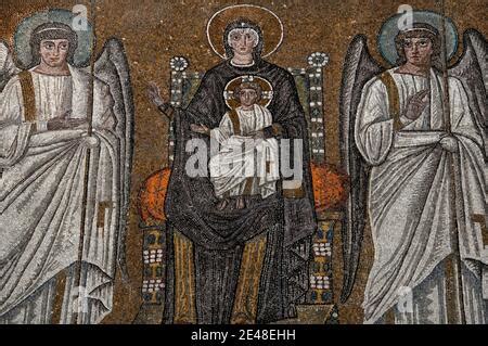 Byzantine Mosaic Of Jesus Christ Is Sitting On Throne With Empress Zoe