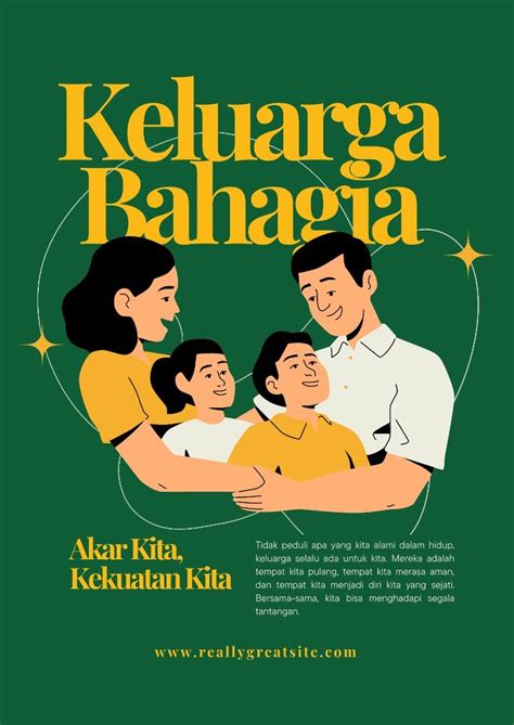 poster motivasional keluarga bahagia ilustratif template canva