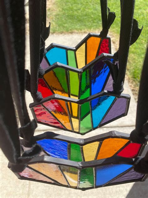 Rainbow Heart Stained Glass Suncatcher Stain Glass Etsy