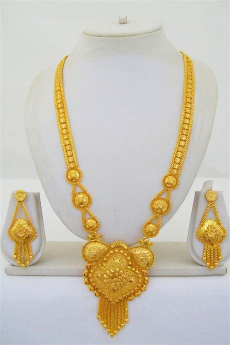 Gold Plated Indian Rani Haar Necklace Earring Bridal Long Filigree K