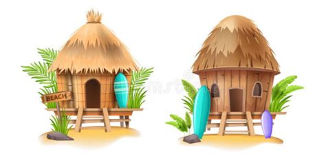 Beach Shack House Vector Bamboo Hut Hawaiian Surfing Bungalow