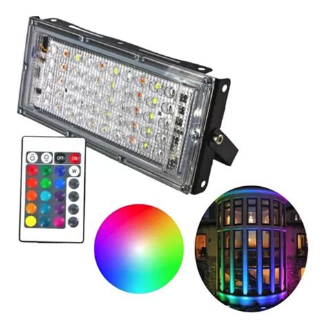 Reflector Led Multicolor W Rgb C Control Exterior Interior Mercadolibre